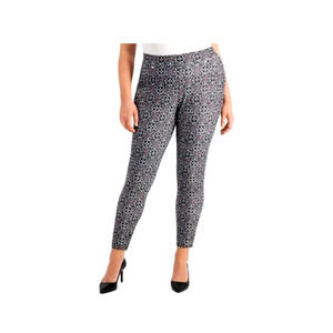 Michael Kors Print Pants Women 1X Black-White Mandala Elastic Waist Career Work